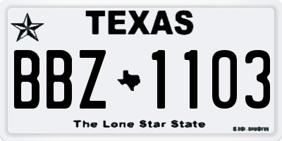 TX license plate BBZ1103