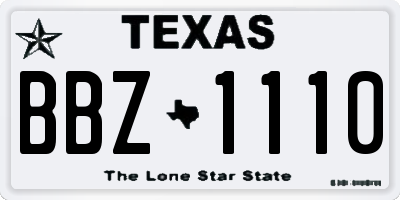 TX license plate BBZ1110