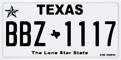 TX license plate BBZ1117