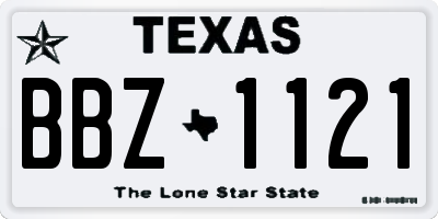 TX license plate BBZ1121