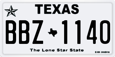 TX license plate BBZ1140