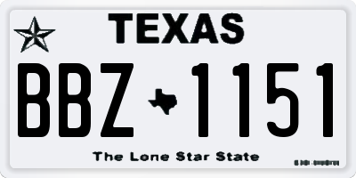 TX license plate BBZ1151