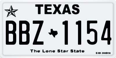 TX license plate BBZ1154
