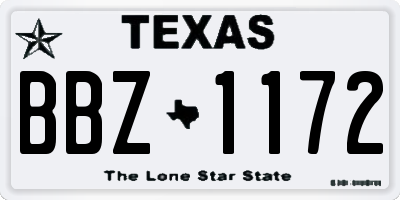 TX license plate BBZ1172