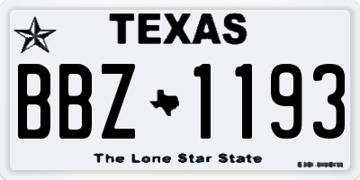 TX license plate BBZ1193