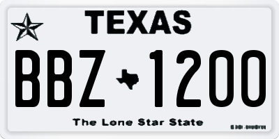 TX license plate BBZ1200