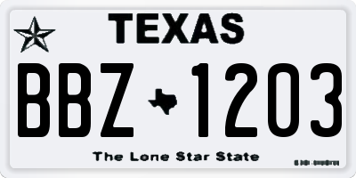 TX license plate BBZ1203