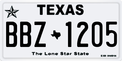 TX license plate BBZ1205