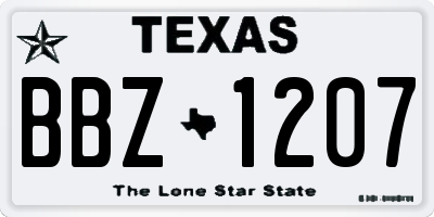 TX license plate BBZ1207
