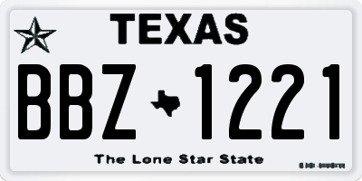 TX license plate BBZ1221