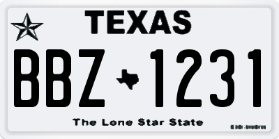 TX license plate BBZ1231