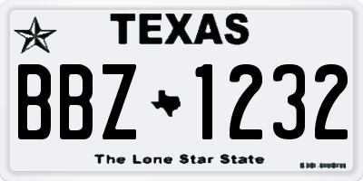 TX license plate BBZ1232
