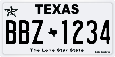 TX license plate BBZ1234
