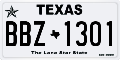 TX license plate BBZ1301