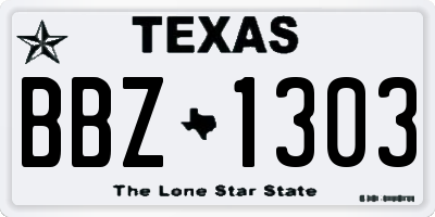 TX license plate BBZ1303