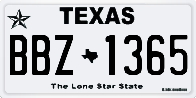 TX license plate BBZ1365