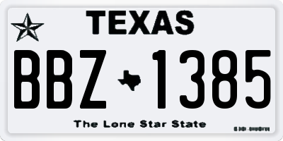 TX license plate BBZ1385
