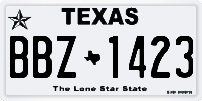 TX license plate BBZ1423