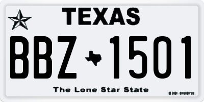 TX license plate BBZ1501