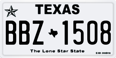 TX license plate BBZ1508