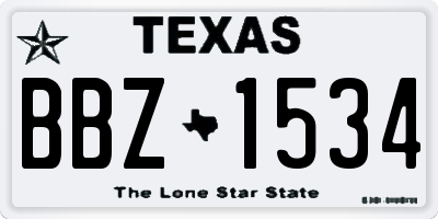 TX license plate BBZ1534