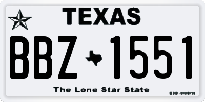TX license plate BBZ1551