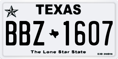 TX license plate BBZ1607