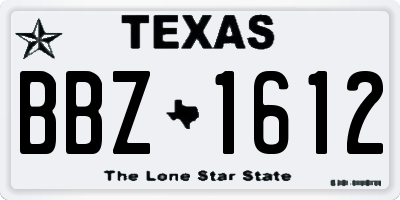 TX license plate BBZ1612