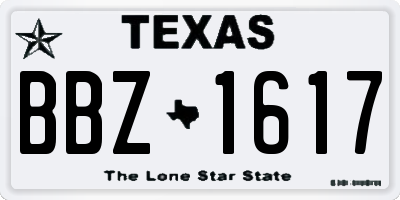 TX license plate BBZ1617
