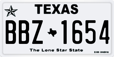 TX license plate BBZ1654