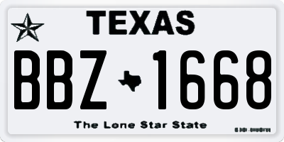 TX license plate BBZ1668