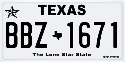 TX license plate BBZ1671