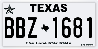 TX license plate BBZ1681