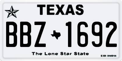 TX license plate BBZ1692