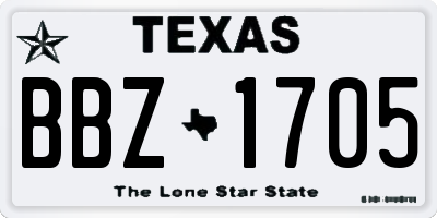 TX license plate BBZ1705