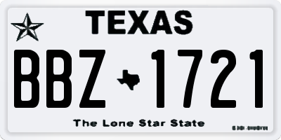 TX license plate BBZ1721