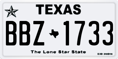 TX license plate BBZ1733