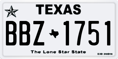 TX license plate BBZ1751