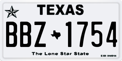 TX license plate BBZ1754