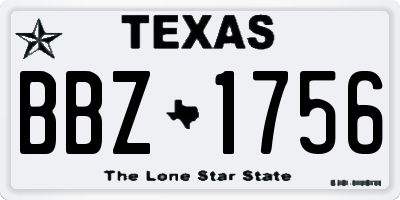 TX license plate BBZ1756
