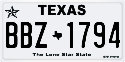 TX license plate BBZ1794