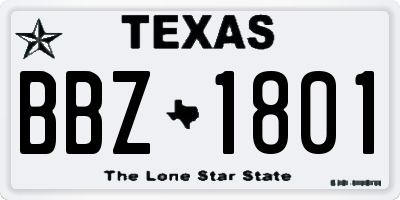 TX license plate BBZ1801
