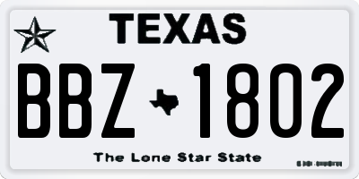 TX license plate BBZ1802