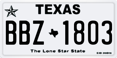 TX license plate BBZ1803