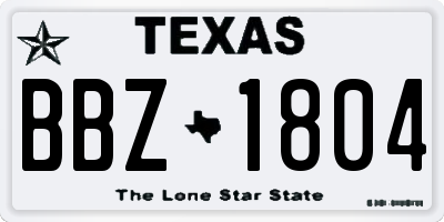 TX license plate BBZ1804