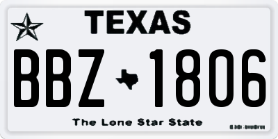 TX license plate BBZ1806