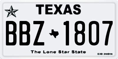 TX license plate BBZ1807