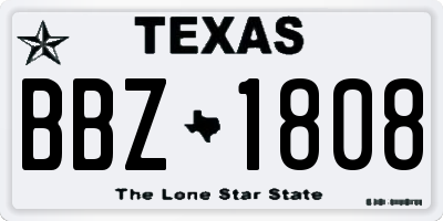 TX license plate BBZ1808