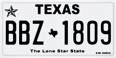 TX license plate BBZ1809