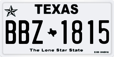 TX license plate BBZ1815